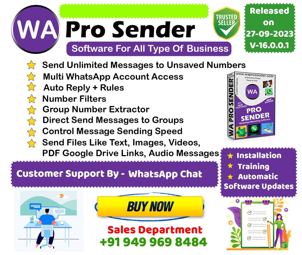 Wa Pro Sender Bulk WhatsApp Sender - Latest Version January 2024